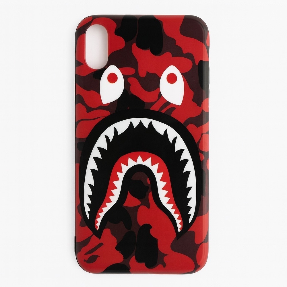 Bathing Ape BAPE Shark Camo iPhone 10XR Case Red Black Collectible Streetwear